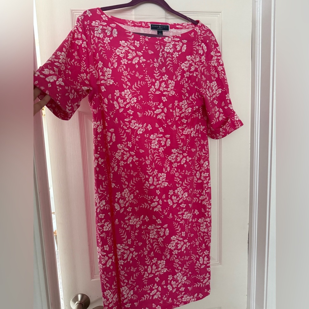 Karen Scott Pink Floral Midi Dress